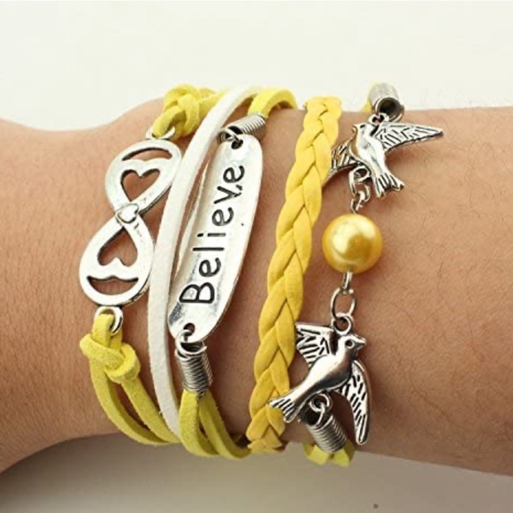 Other - Yellow “Believe” Braided Bracelet